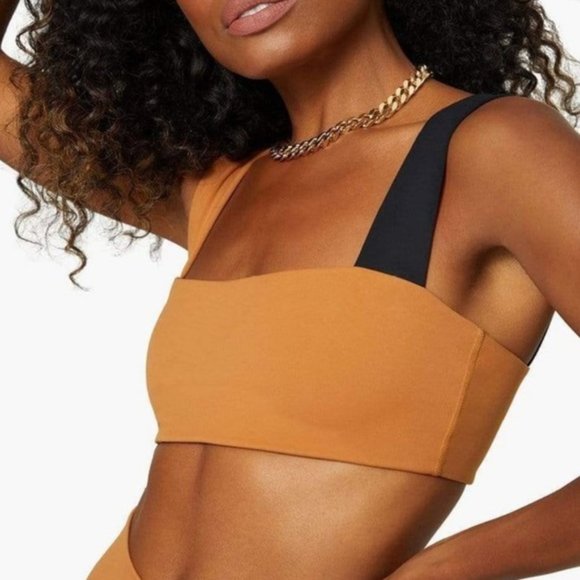 NWT WeWoreWhat active colorblock sports bra top tan and black - Picture 5 of 7